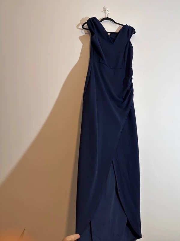 Quiz New (no tag) Quiz Navy Ruches Crossover Long Dress - size 12 -Beautiful!!