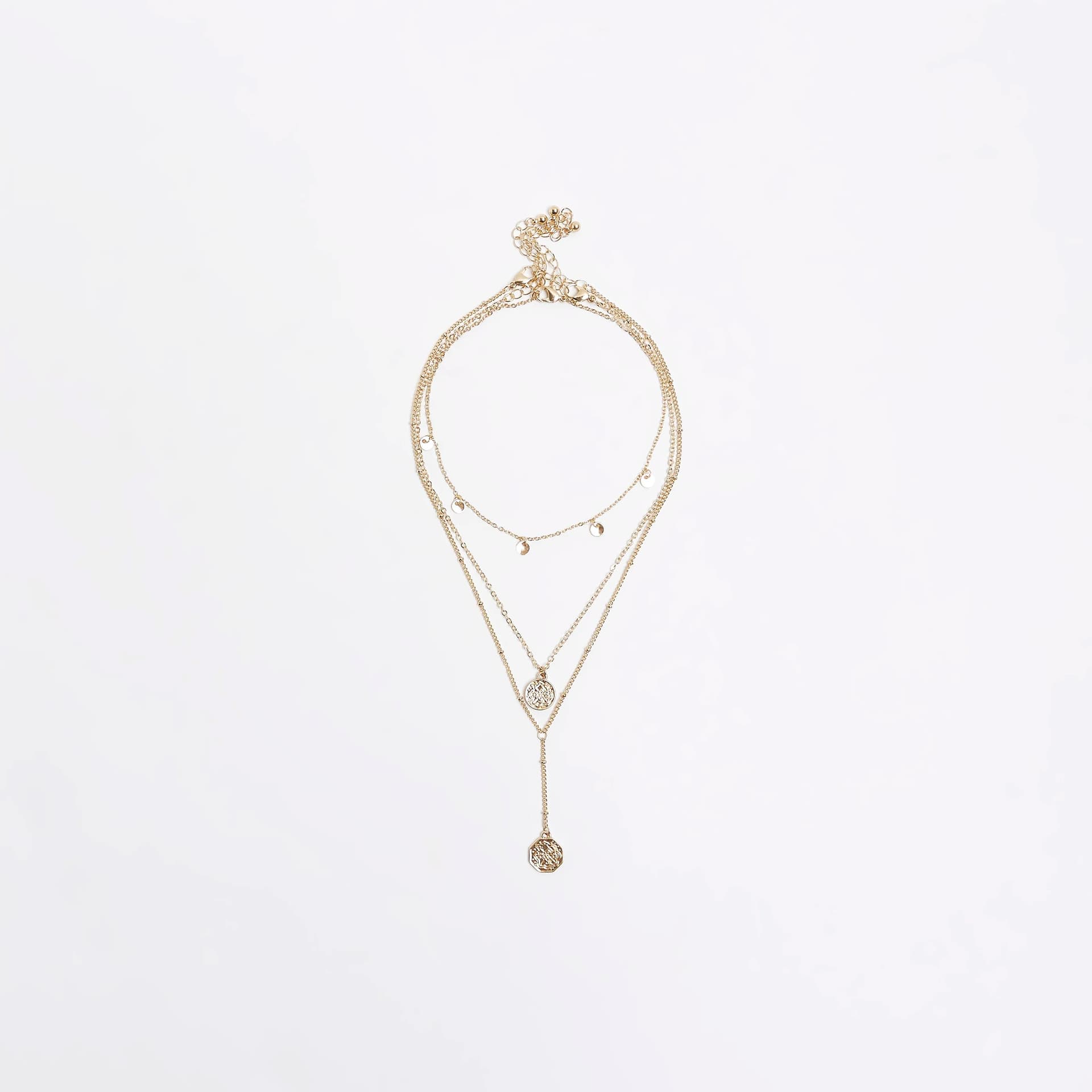 River Island River Island Womens Gold Coin Multirow Necklace