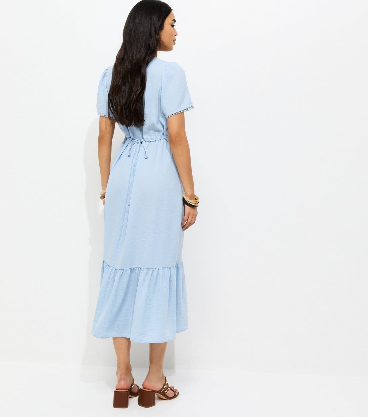 New Look Women's Light Blue Button Through Tea Midi Dress New Look - 4