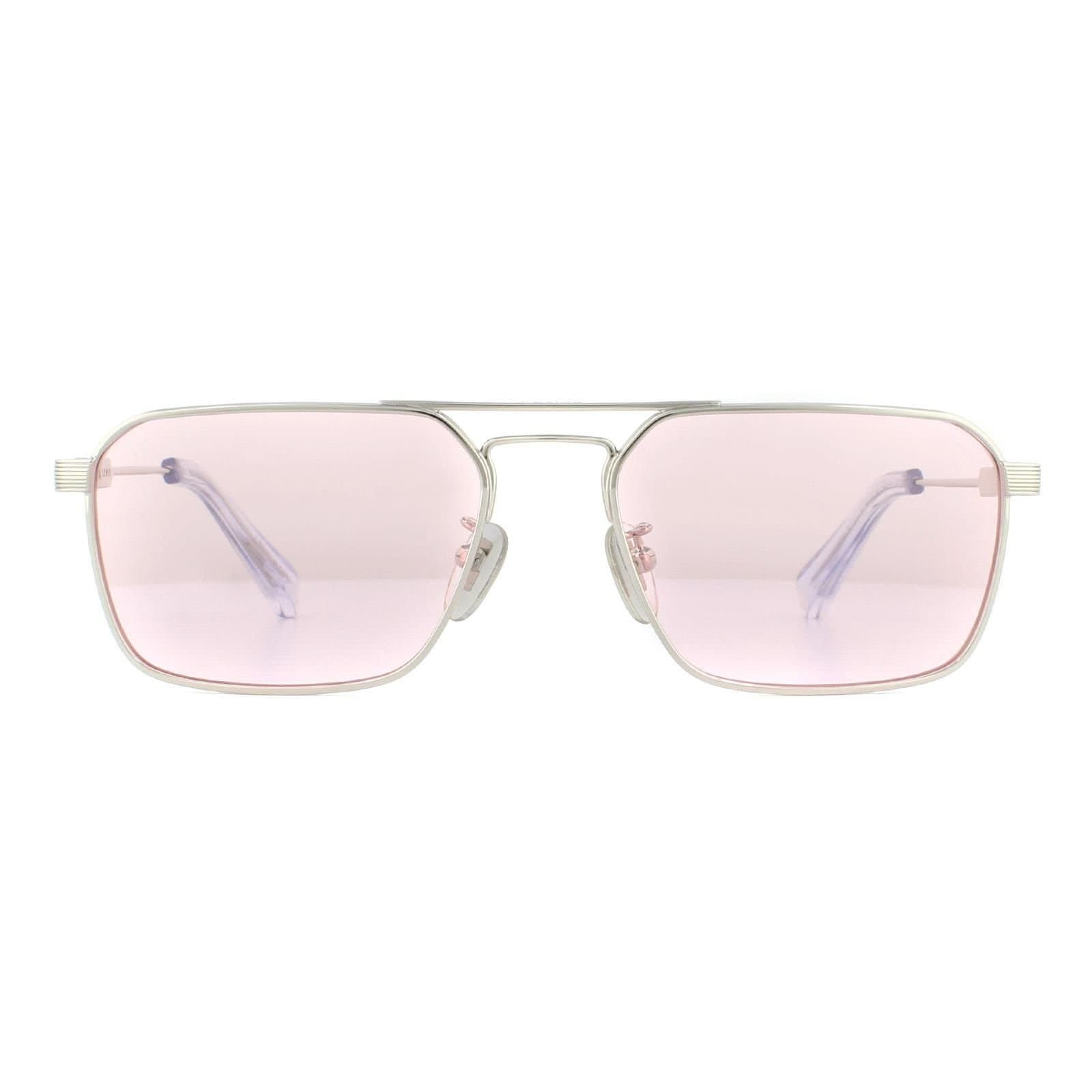 Police Police Men's Shiny Palladium Pink Rectangle Sunglasses in Silver