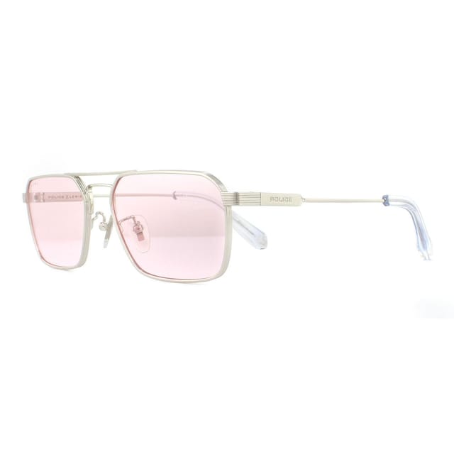 Police Police Men's Rectangle Shiny Palladium Pink Sunglasses in Silver - 2