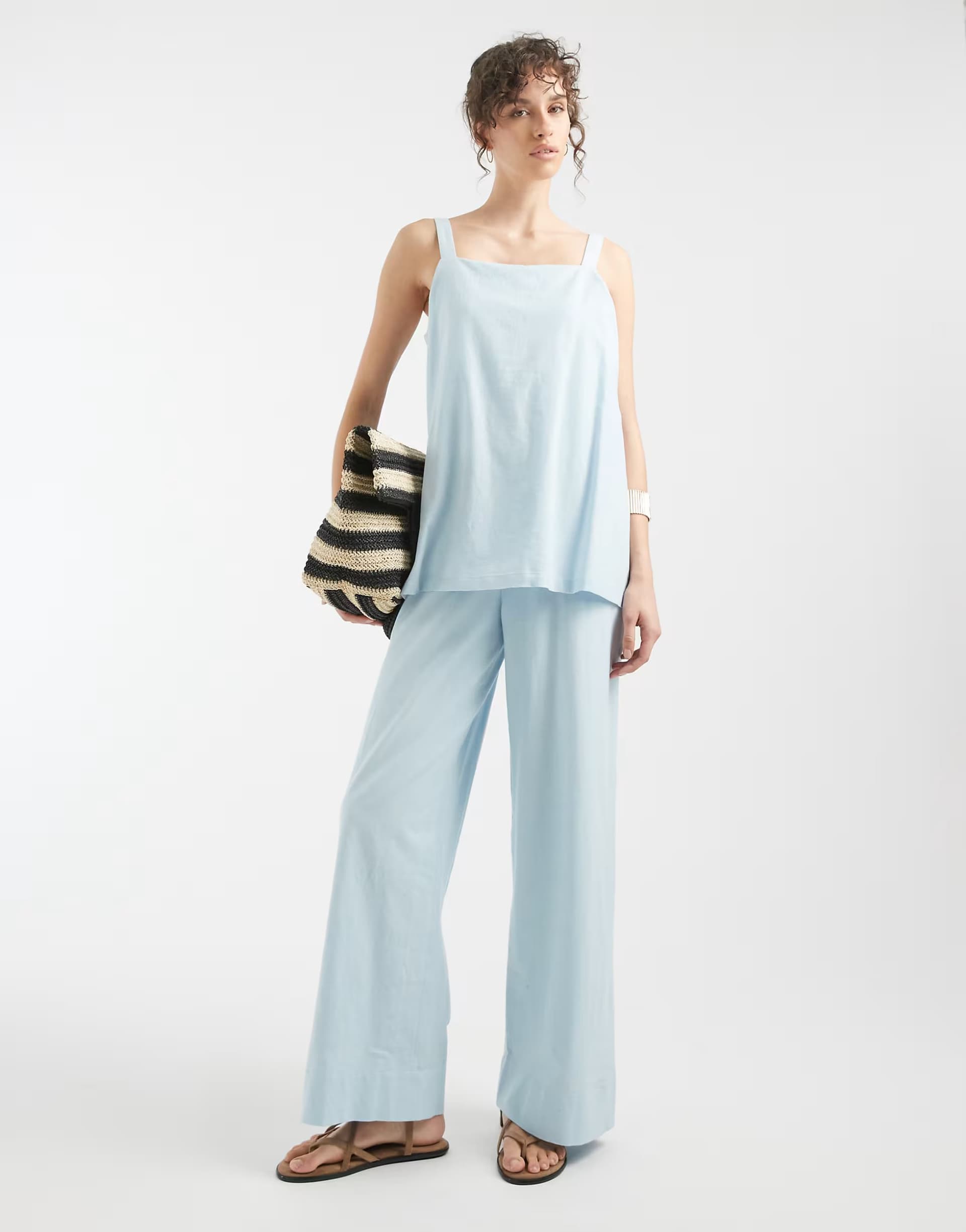 ASOS ASOS DESIGN double layer cami jumpsuit in light blue