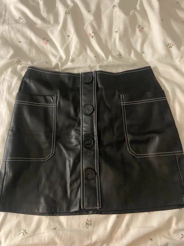 Bershka Black Leather Mini Skirt