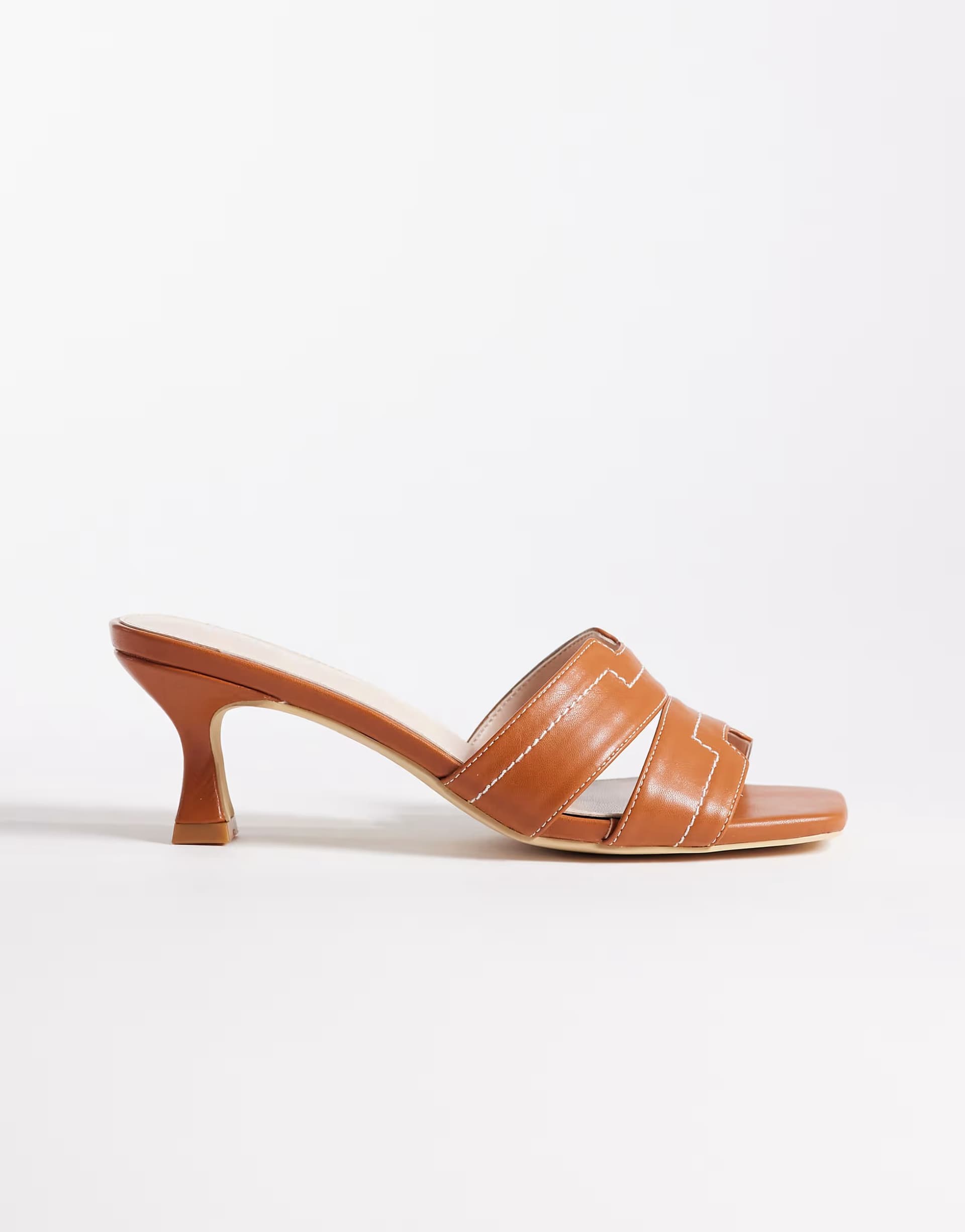 ASOS RAID Wide Fit Clydie kitten heel mule sandals in tan