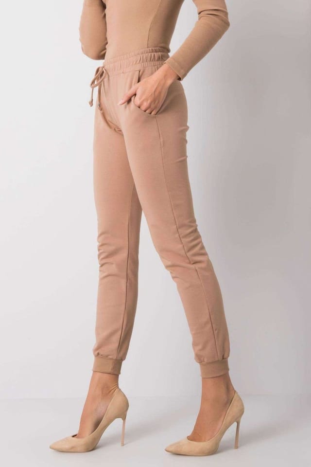 Love Lace Love Lace Women's Fashion Narrow Leg Sweatpants Trousers in Camel - 3