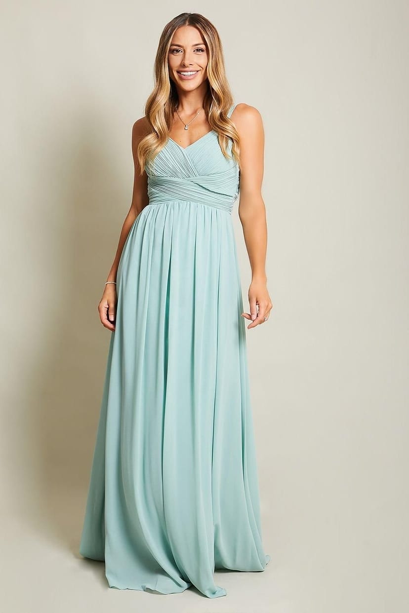 KRISP KRISP Women's Crochet Back Strappy Chiffon Maxi Dress in Green - 1
