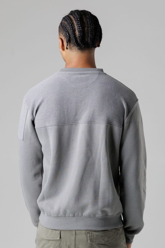 Firetrap Firetrap Men's Regular Fit Cotton Rich Crew Neck Sweatshirt with Sleeve Pocket in Grey - 2