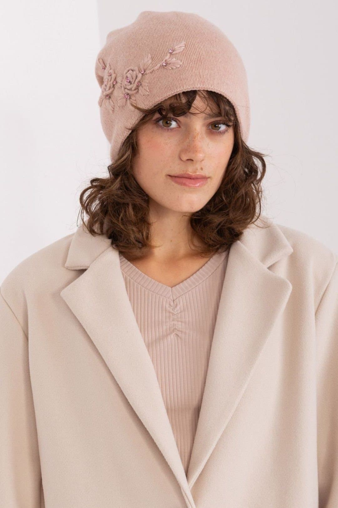 Love Lace Love Lace Women's Warm Smooth Knit Winter Beanie Hat with Decorative Side Applique in Pink