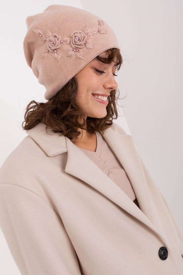 Love Lace Love Lace Women's Warm Smooth Knit Winter Beanie Hat with Decorative Side Applique in Pink - 2