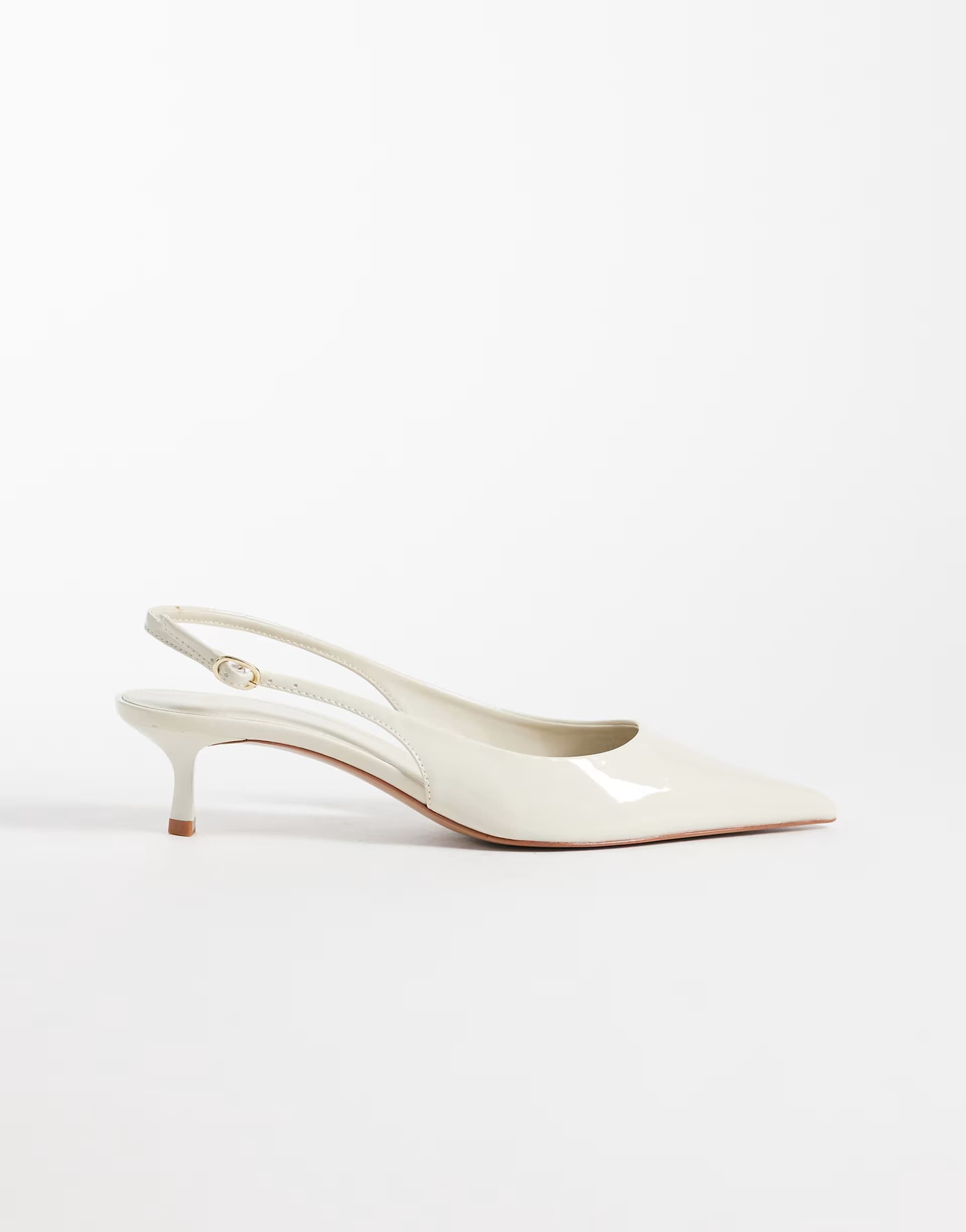 ASOS Mango heeled sligback court shoe in ecru 