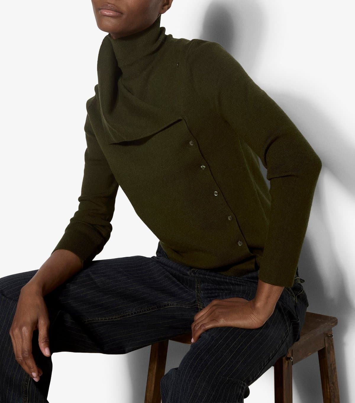 Apricot Women's Dark Khaki Button Detail Jumper Apricot New Look