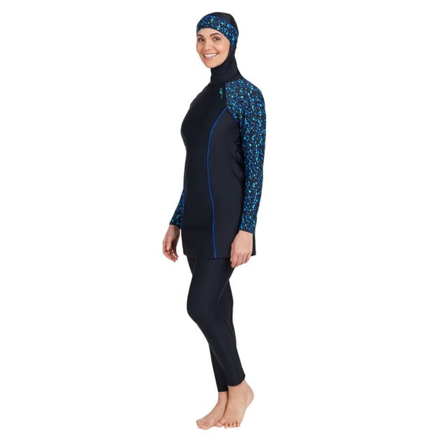 Zoggs Zoggs Women's Modesty Suit side print Women One Piece Swimsuit in Black - 3