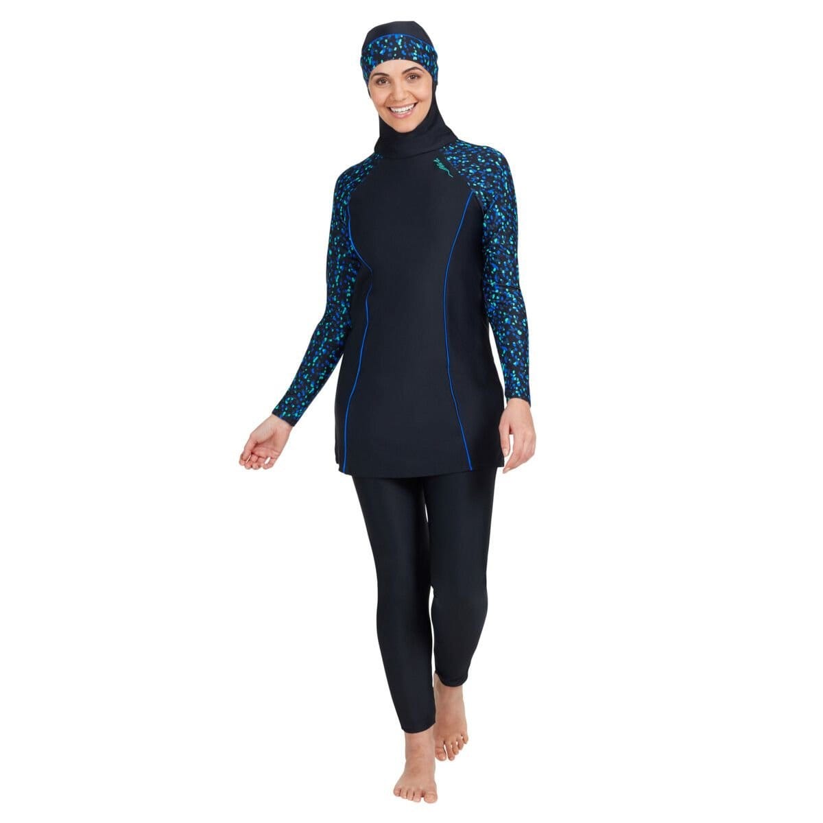 Zoggs Zoggs Women's Modesty Suit side print Women One Piece Swimsuit in Black - 4