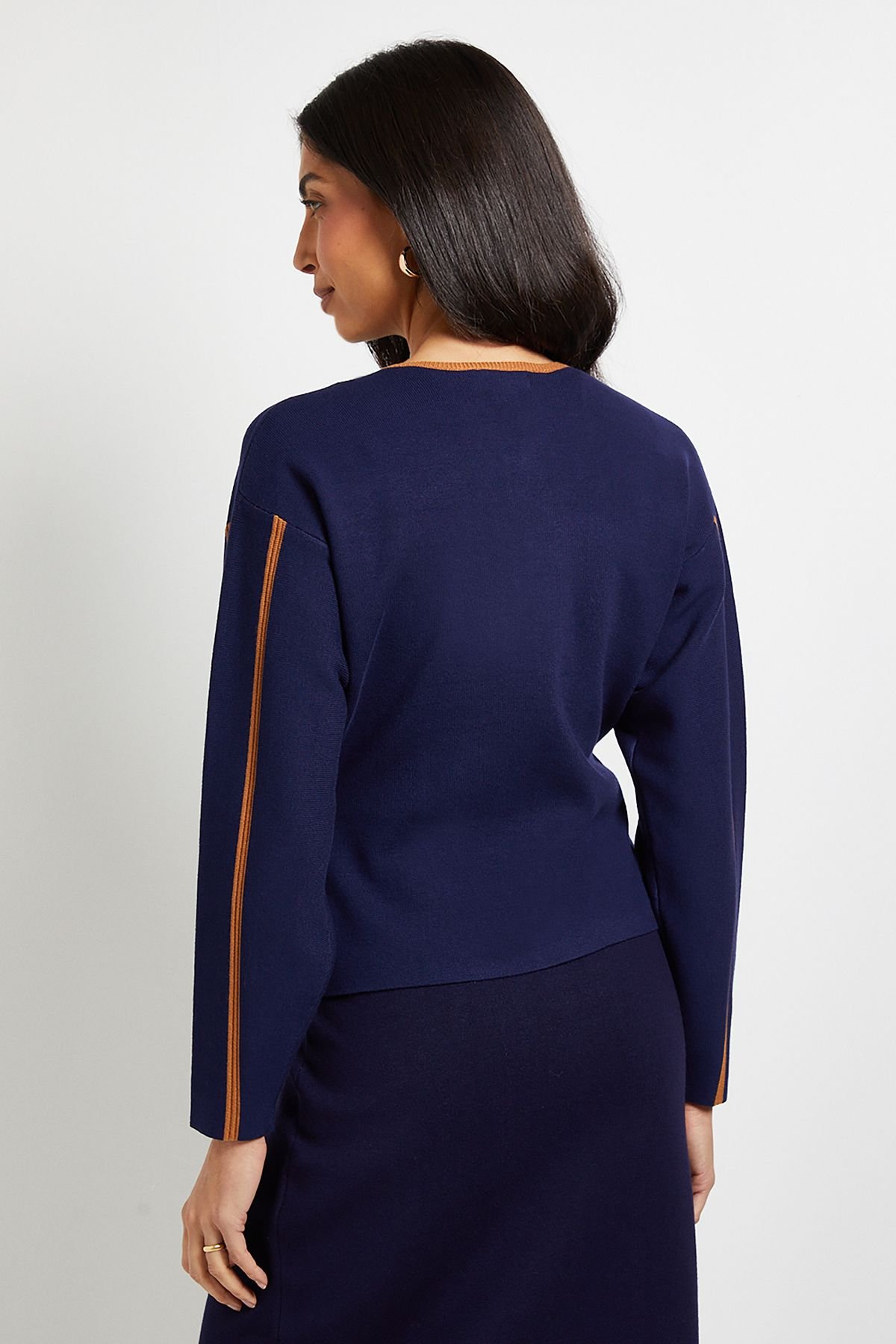 Wallis Wallis Women's Contrast Knitted Jacket in Navy - 3