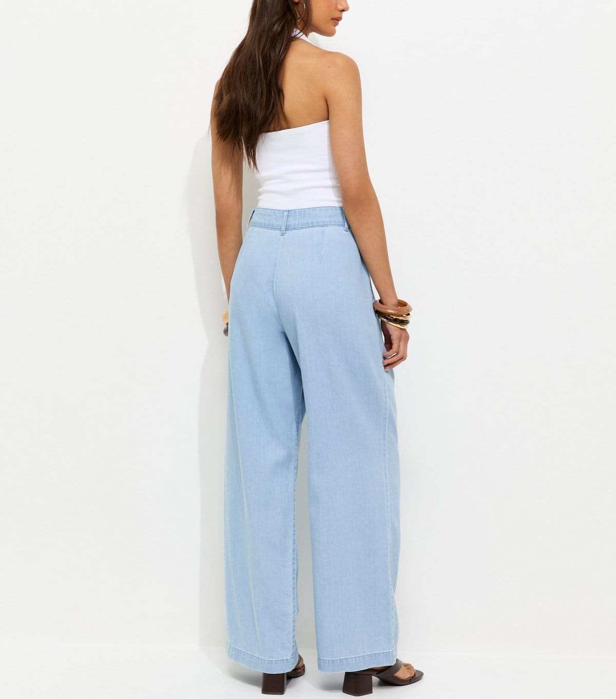 New Look Women's Light Blue Pleated Wide Leg Trousers New Look - 4