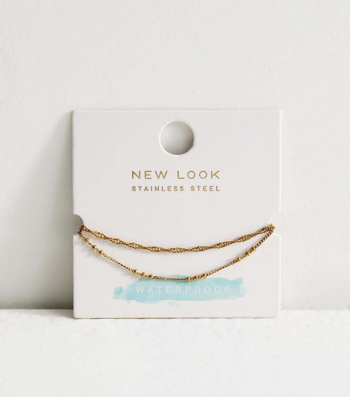 New Look Pack of 2 Gold Tone Waterproof Chain Anklets New Look