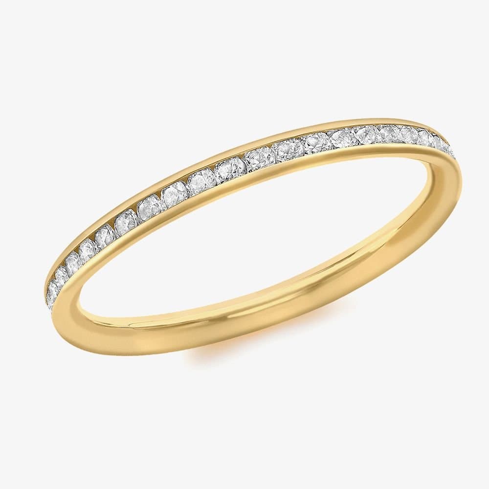 T.H.Baker T.H.Baker Women's 9ct Yellow Gold 2mm Crystal-Set Eternity Ring