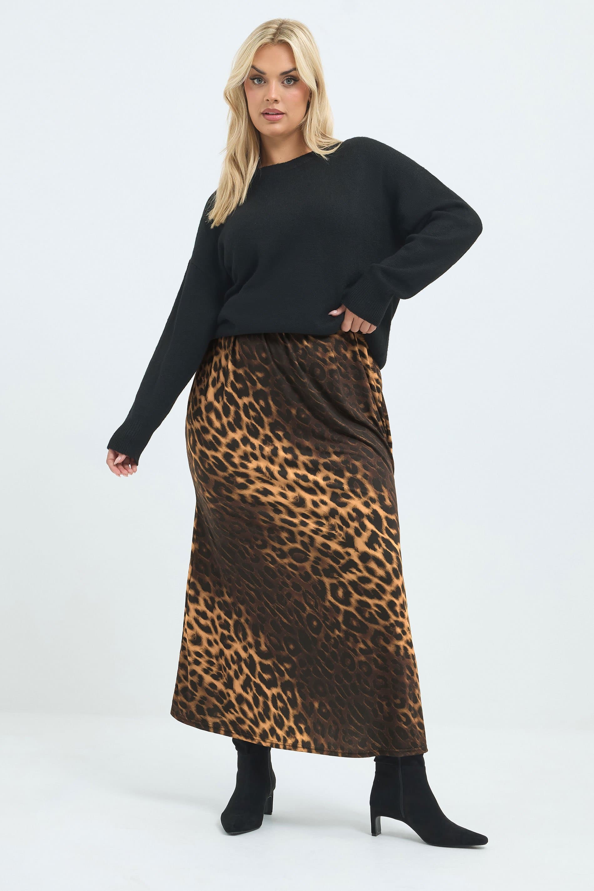 Limited Collection Plus Size Brown Maxi Leopard Print Skirt