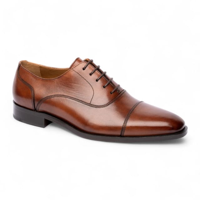 Chapman & Moore Chapman & Moore Men's Classic Plain Leather Brogue Cap-Toe Oxford Formal Dress Shoes in Brown - 2