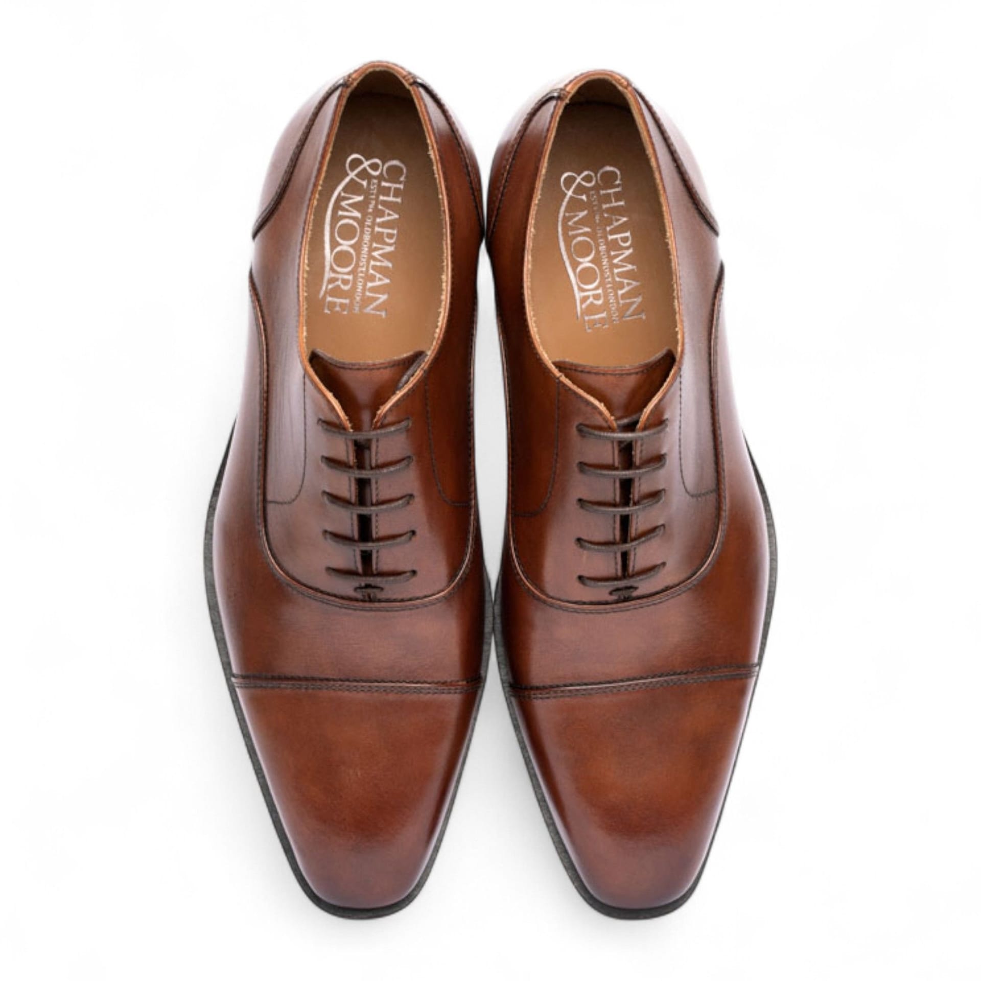 Chapman & Moore Chapman & Moore Men's Classic Plain Leather Brogue Cap-Toe Oxford Formal Dress Shoes in Brown - 4