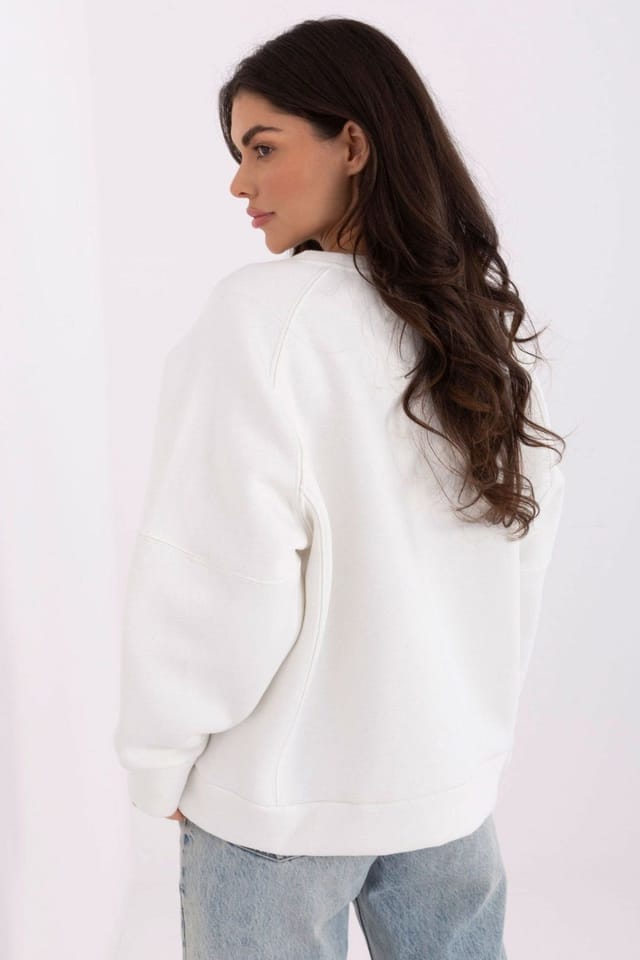 Love Lace Love Lace Women's Oversized Cotton Polyester Slogan Sweatshirt in White - 3