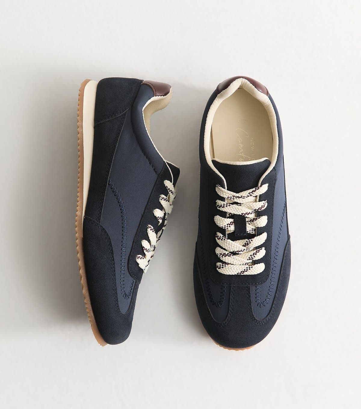 New Look New Look Navy Faux Suede Panelled Lace Up Trainers