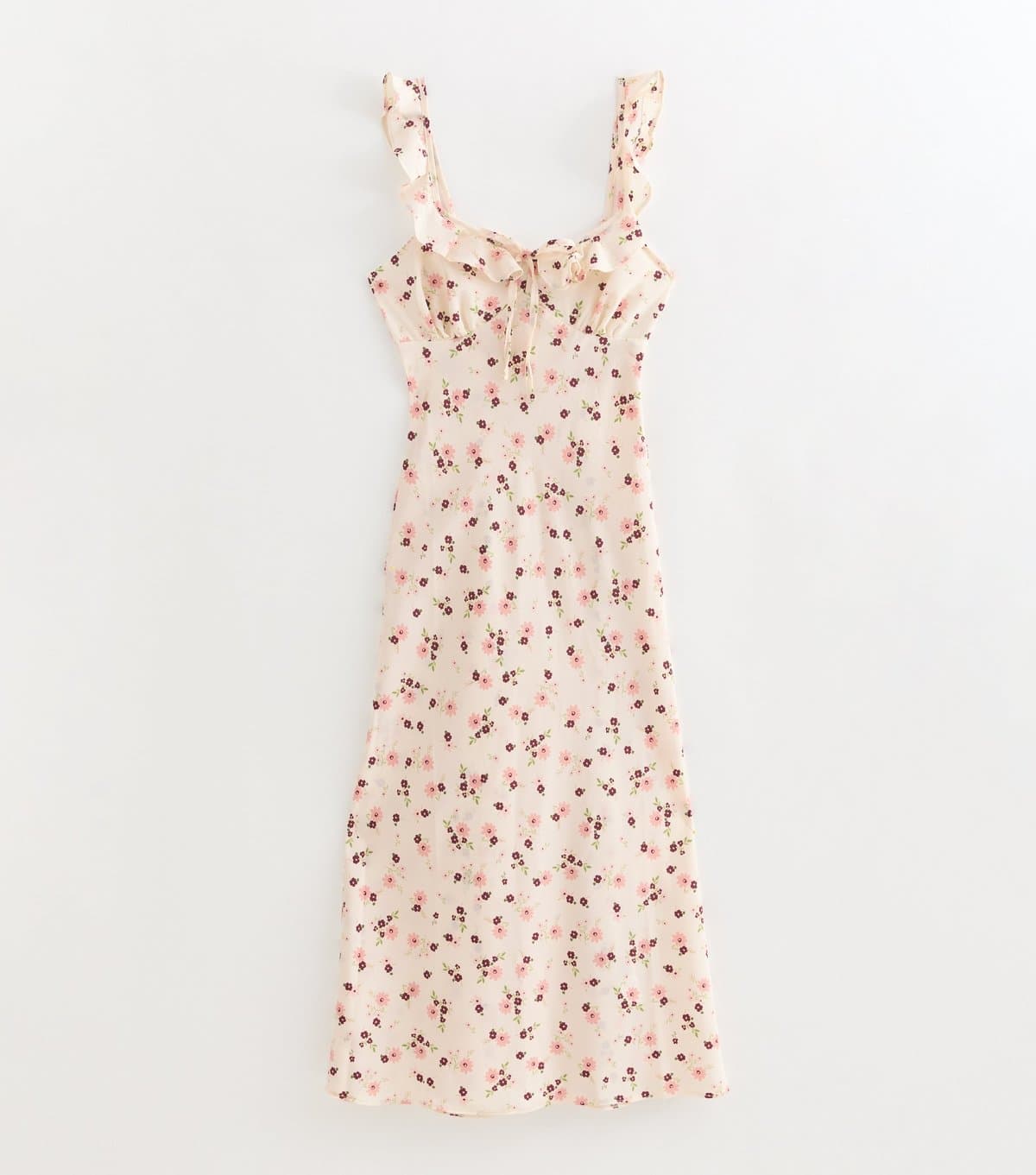 New Look Women's Maternity Cream Floral Ruff Strappy V Midi Dress New Look