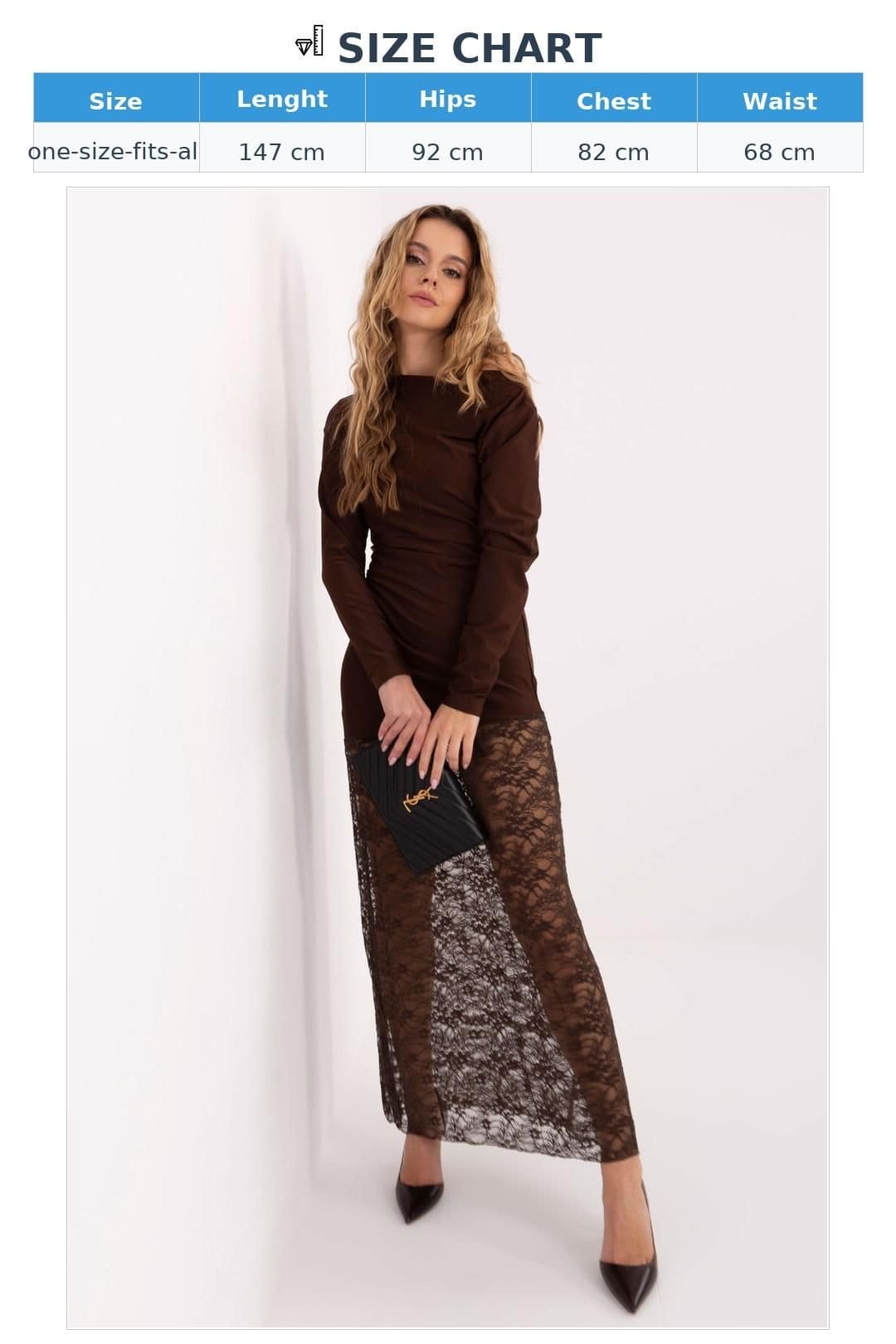 Love Lace Love Lace Women's Elegant Pencil Maxi Dress With Lace Ruching in Brown - 4
