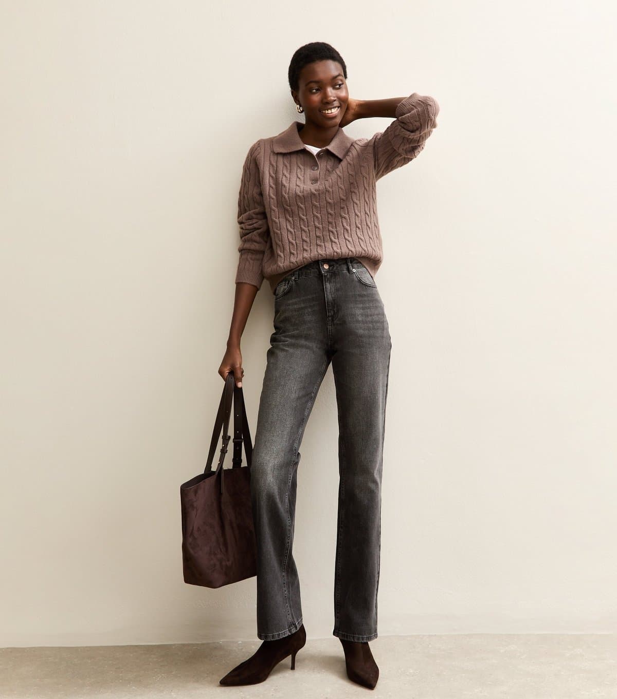 New Look Women's Tall Washed Black Anica Straight Leg Jeans New Look