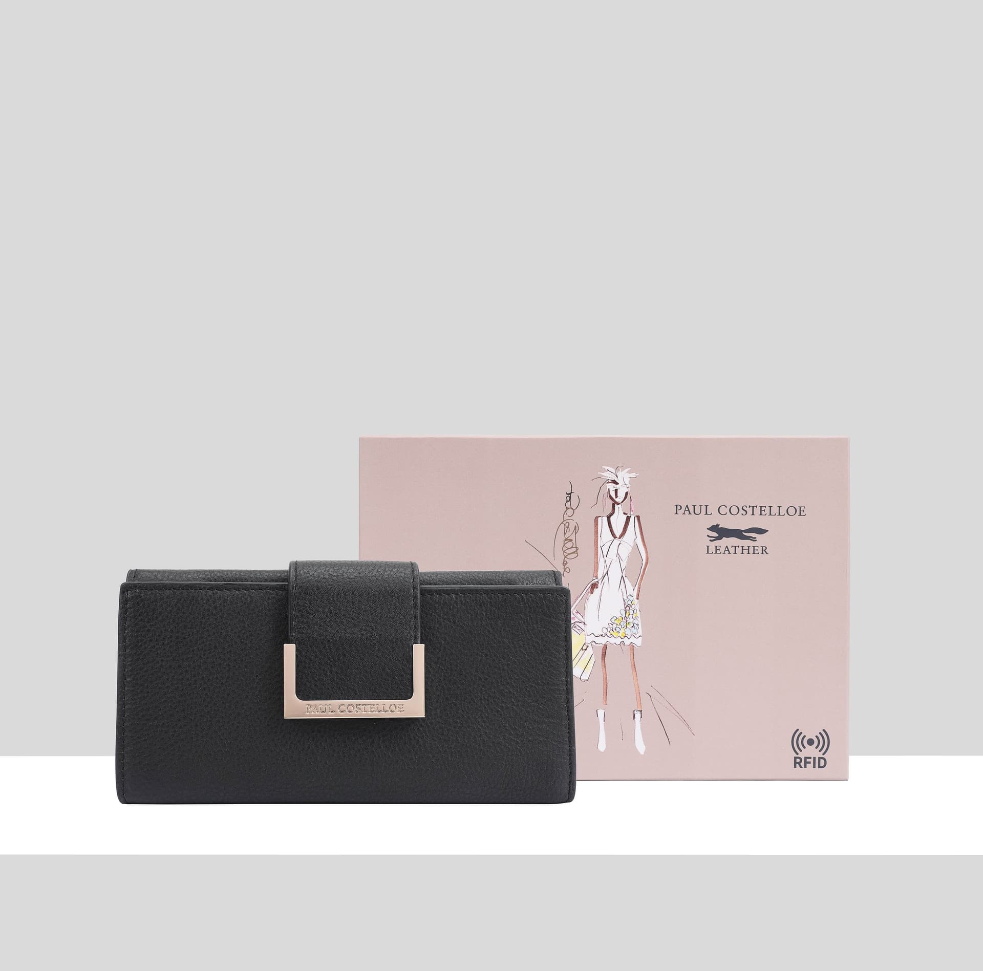 Paul Costelloe Paul Costelloe Women's Alto Leather Purse in Jet Black