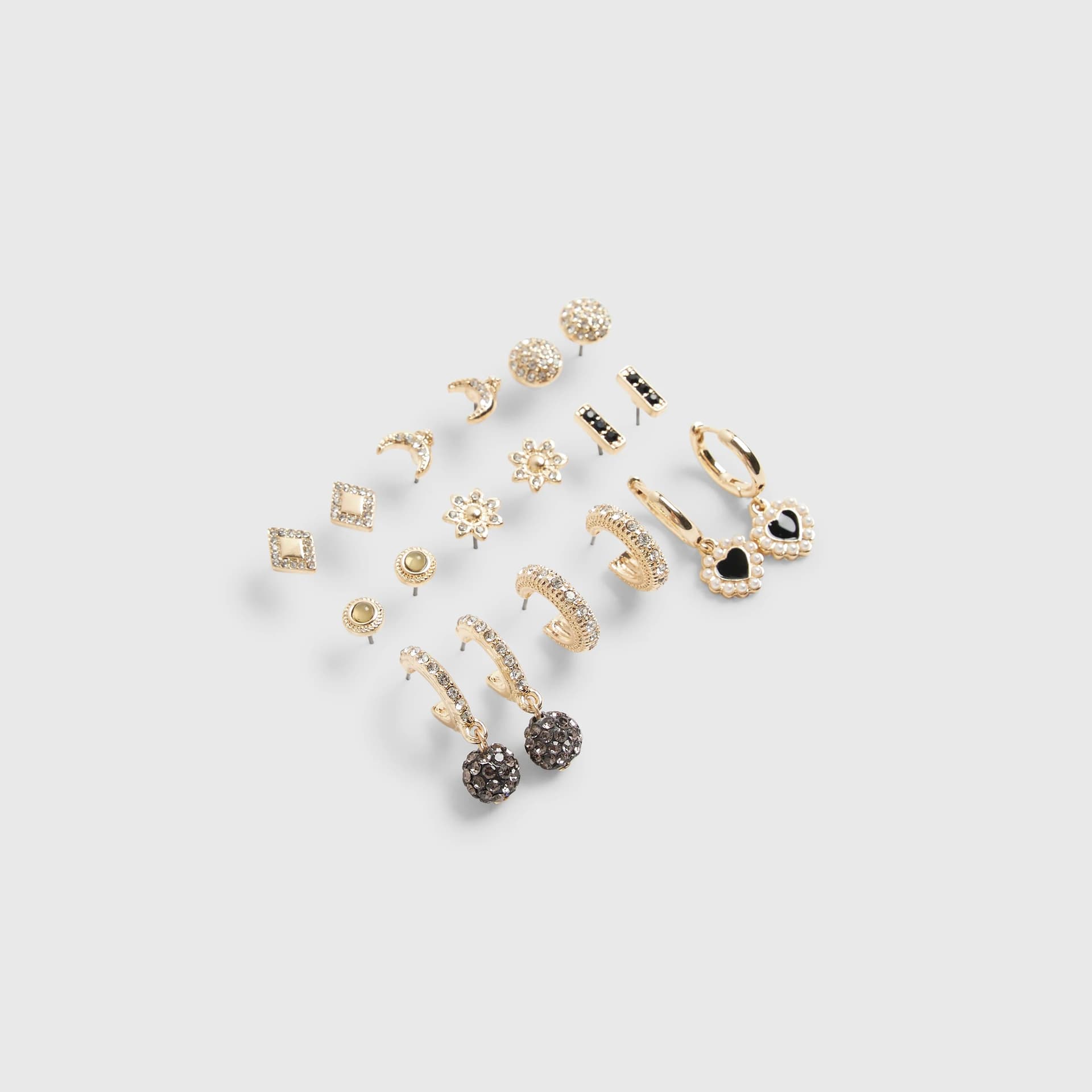 River Island River Island Womens Gold Diamante Stud And Drop Hoop Earring Pack