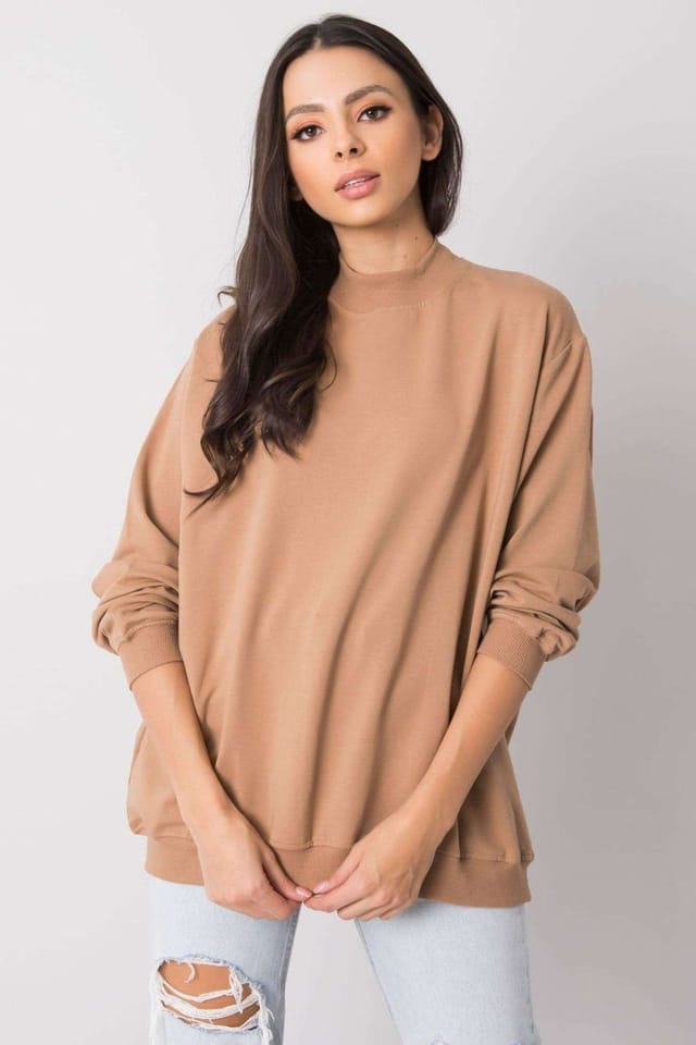 Love Lace Love Lace Women's Breathable Cotton Long Sleeve Stand Collar Top in Brown - 2