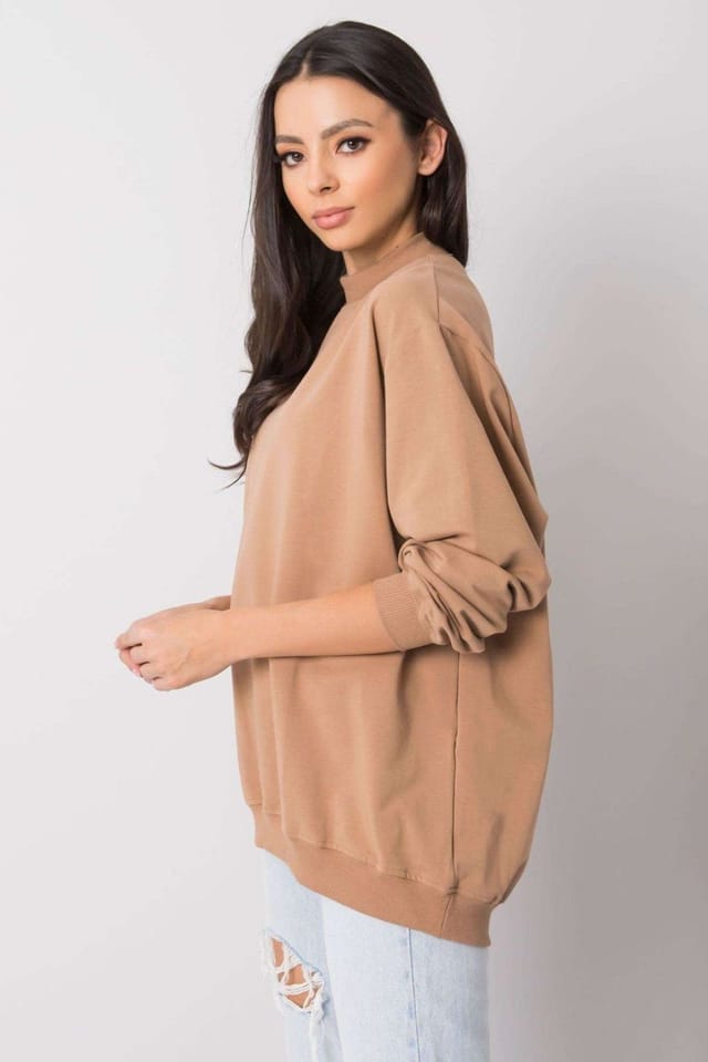 Love Lace Love Lace Women's Breathable Cotton Long Sleeve Stand Collar Top in Brown - 3
