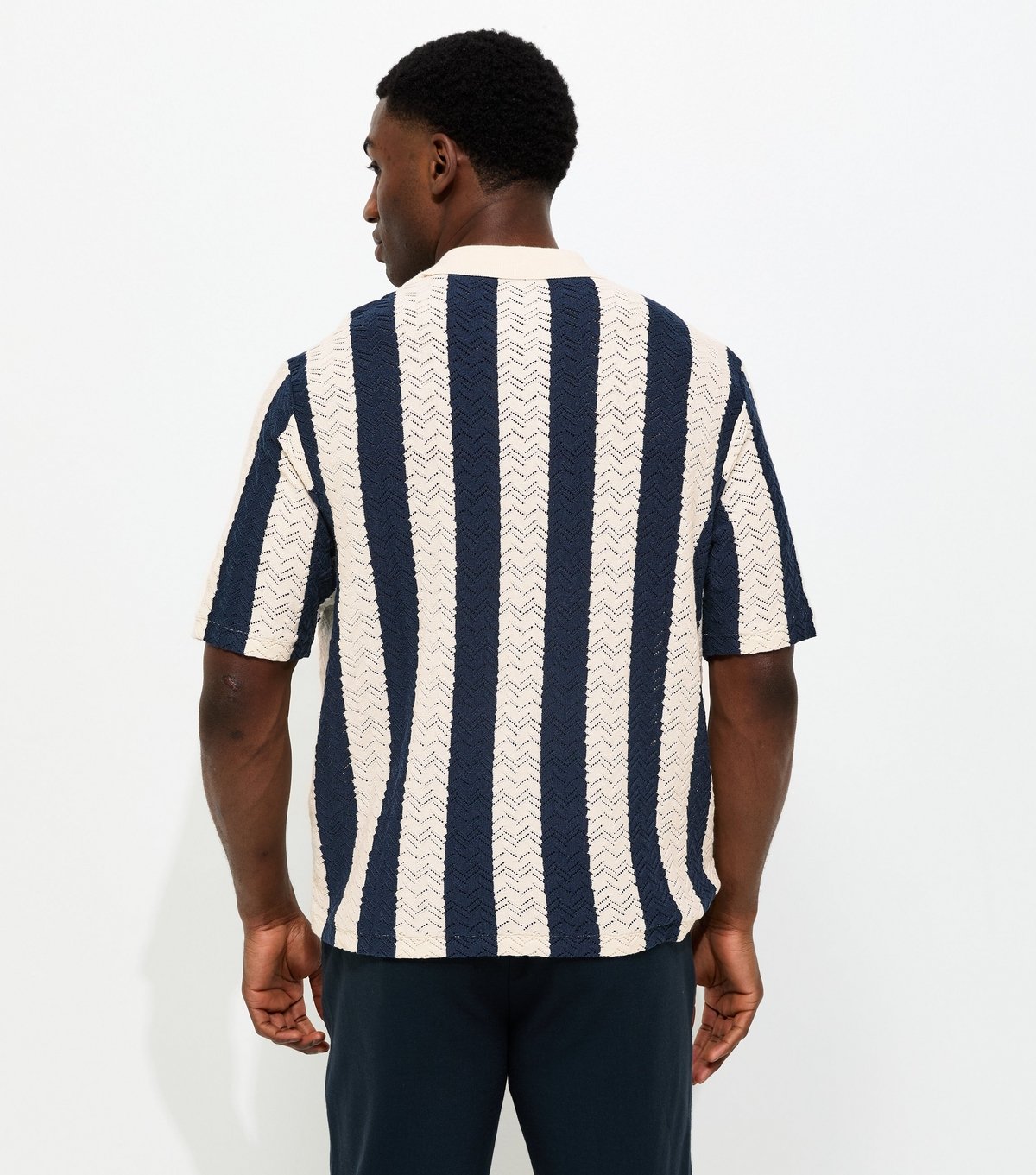 jack & jones Men's Off White Relaxed Striped Knit Polo Shirt Jack & Jones New Look - 4