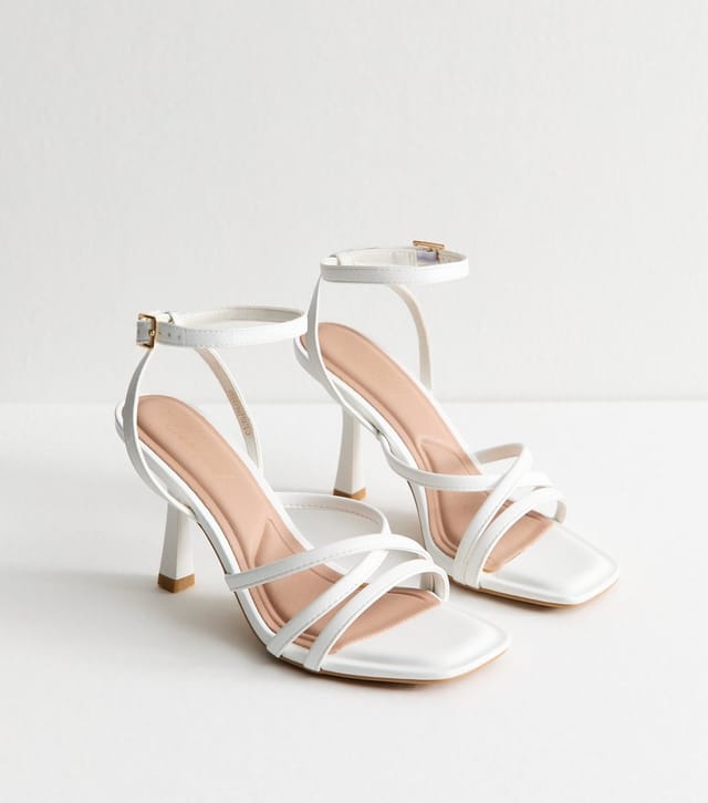 New Look Women's White Faux Leather Strappy Heeled Sandals New Look - 3