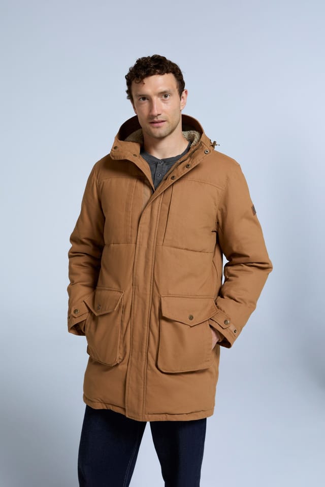 Animal Animal Men's 'Fistral' Water Resistant Windproof Plush Borg Lined Cotton Parka in Tan - 2