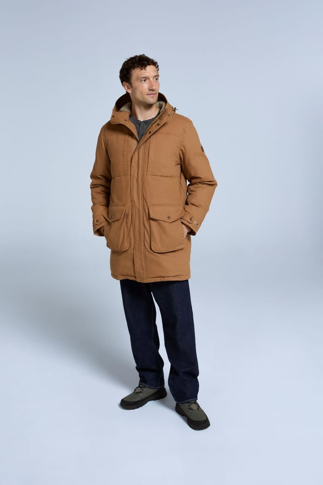 Animal Animal Men's 'Fistral' Water Resistant Windproof Plush Borg Lined Cotton Parka in Tan - 3