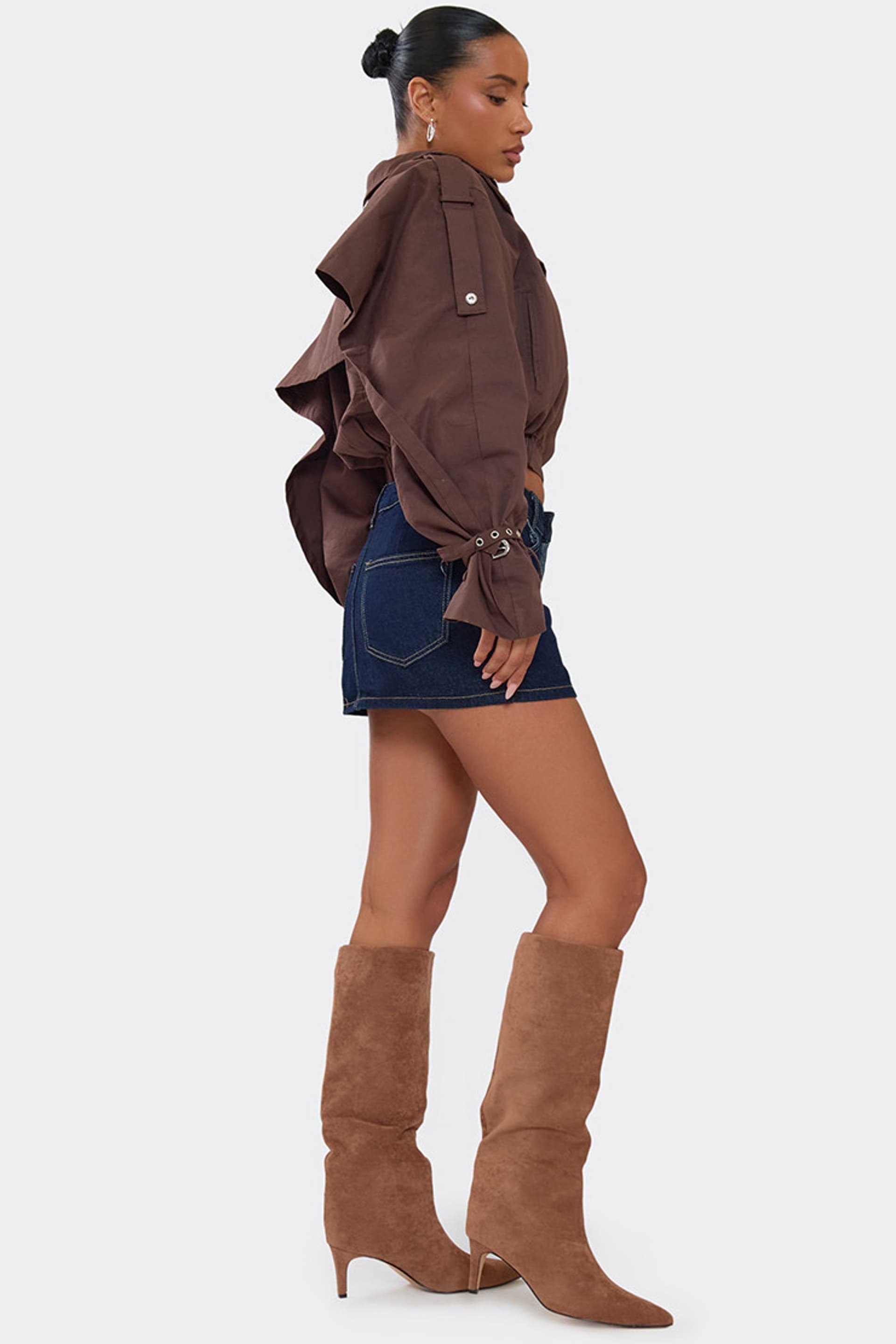 EGO EGO Women's Knee High Faux Suede Stiletto Boots in Light Brown