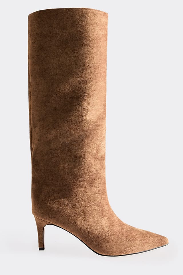 EGO EGO Women's Knee High Faux Suede Stiletto Boots in Light Brown - 3