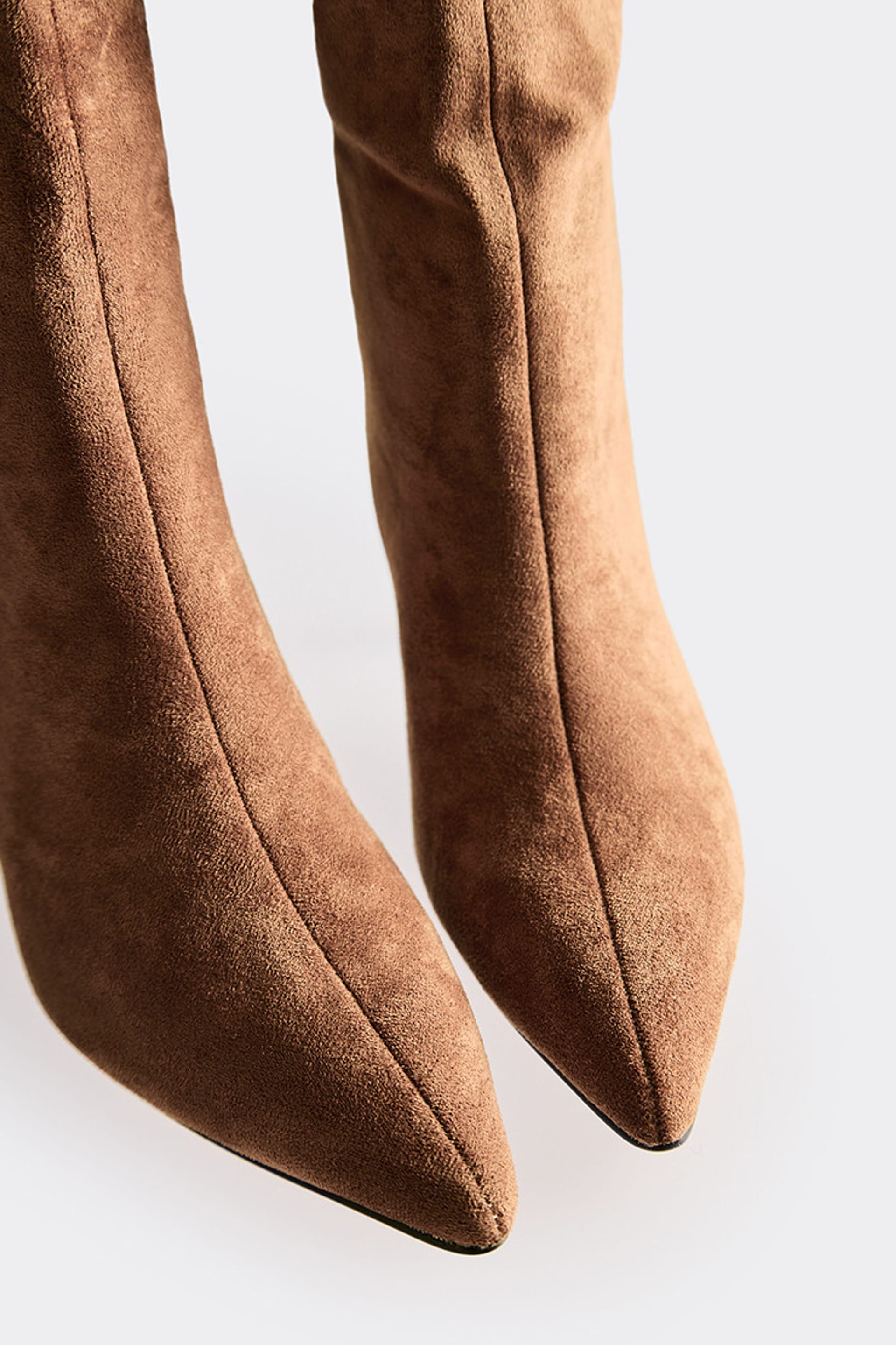 EGO EGO Women's Knee High Faux Suede Stiletto Boots in Light Brown - 4