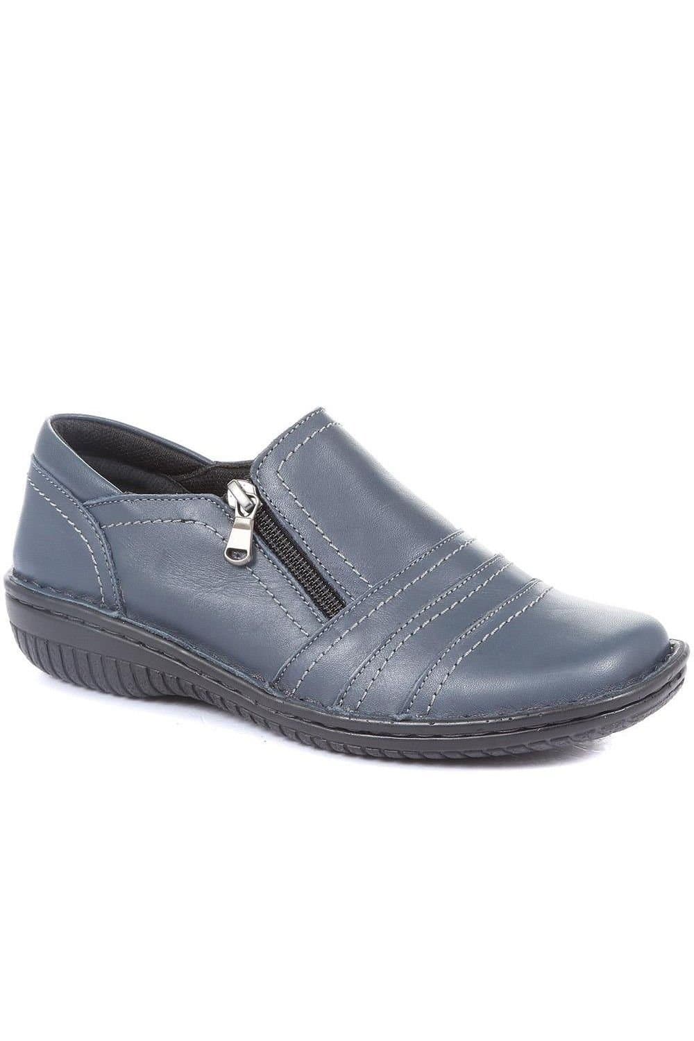 Pavers Pavers Navy Leather Slip On Shoes for Women