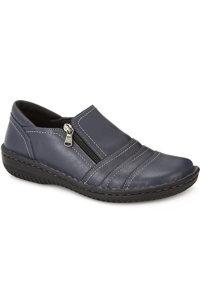 Pavers Pavers Women's Leather Slip On Shoes for Women in Navy - 3