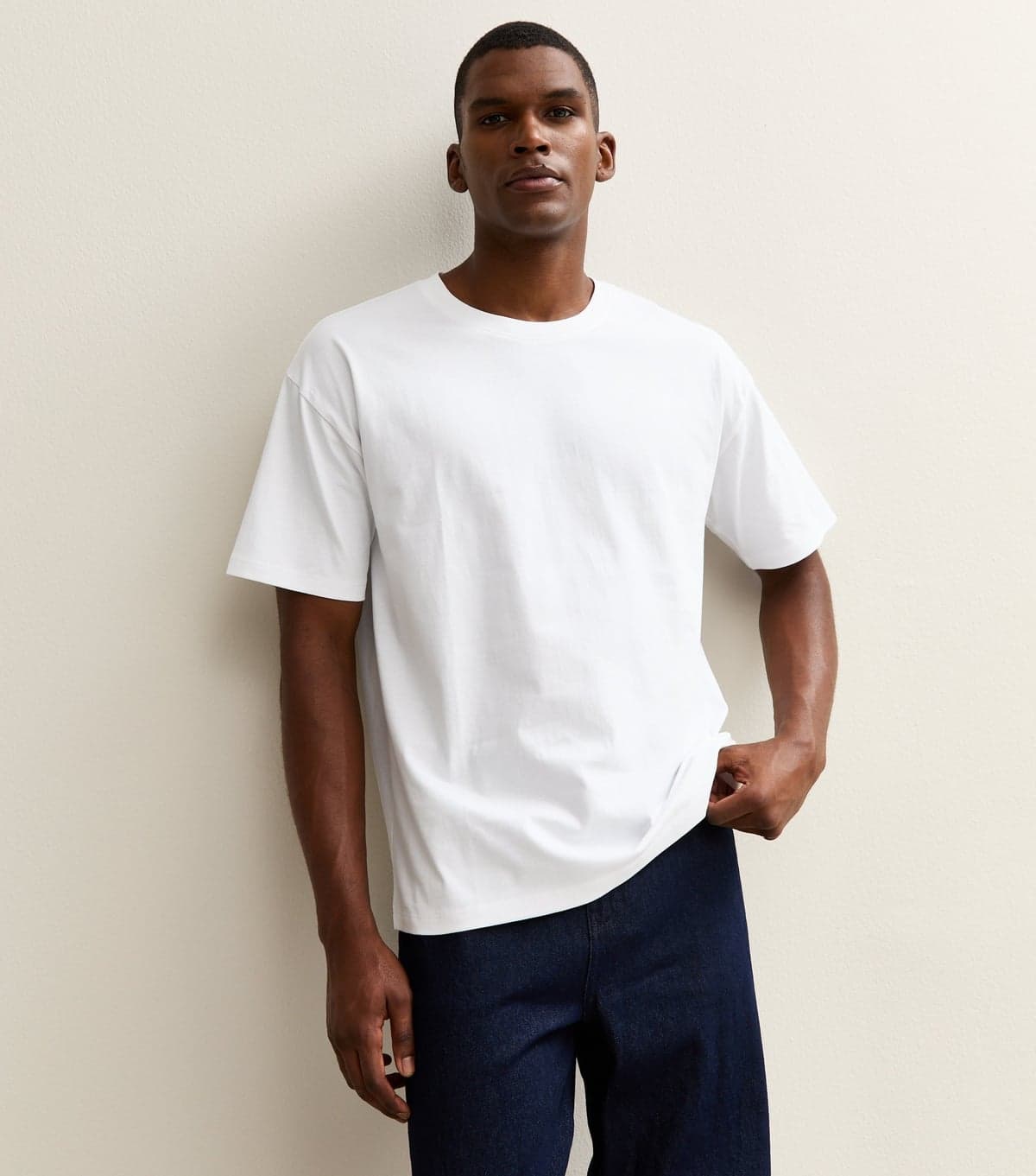 New Look Men's White Oversized Short Sleeve T-Shirt New Look