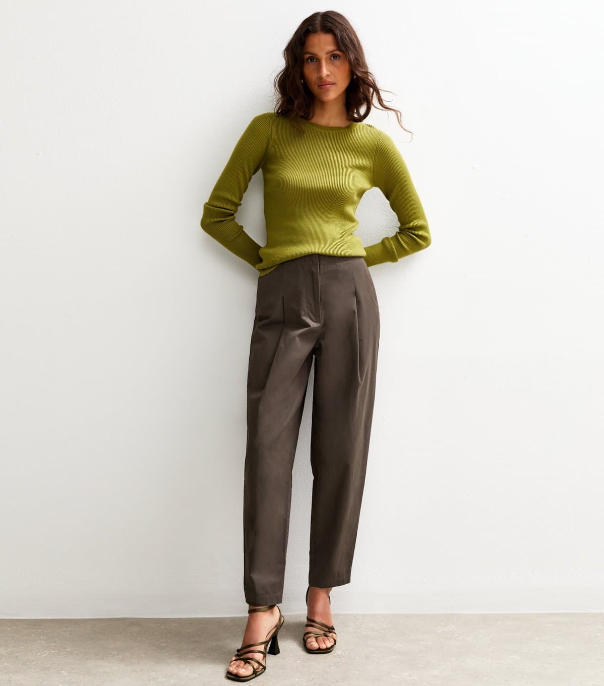 New Look New Look Dark Grey Twill Barrel Leg Trousers