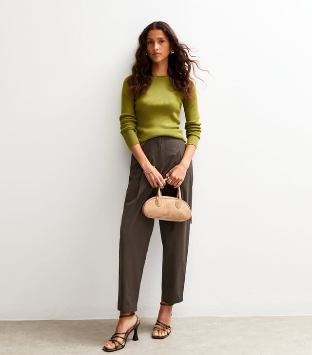 New Look Women's Dark Grey Barrel Leg Twill Trousers New Look - 3