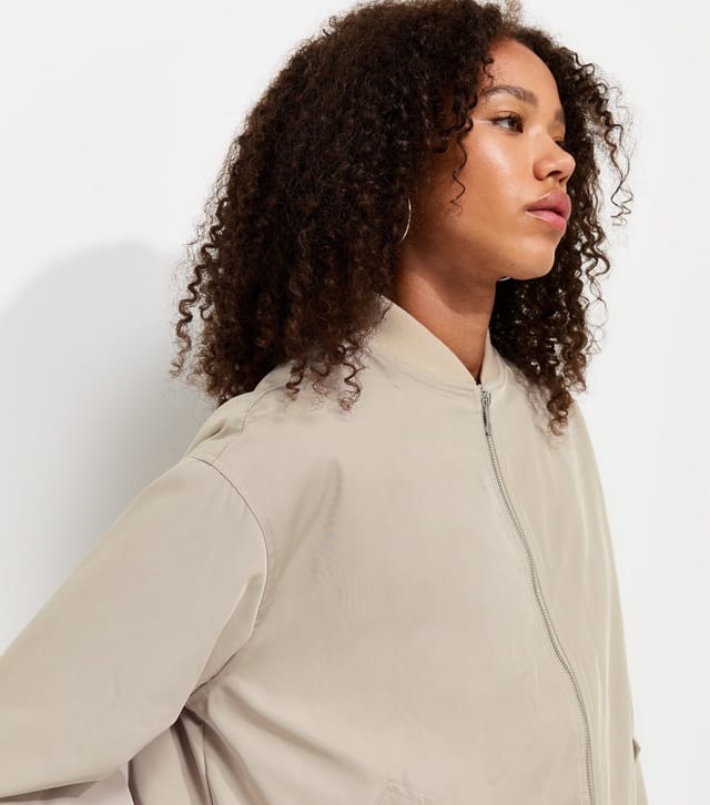 New Look Women's Stone Longline Padded Bomber Jacket New Look - 2