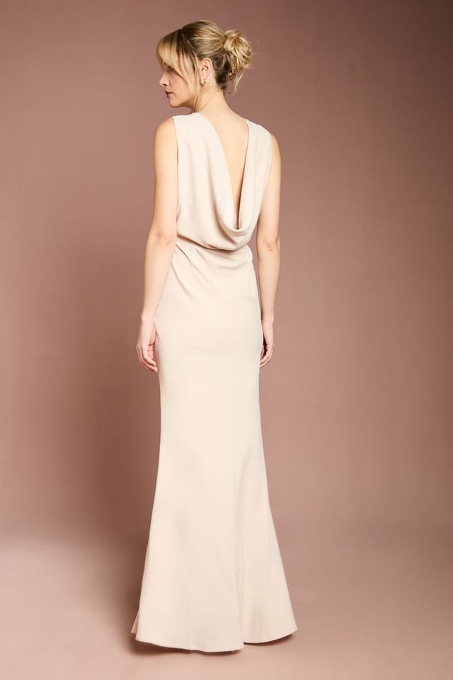 Coast Coast Women's Honoured Sleeveless Cowl Back Maxi Bridesmaid Dress in Champagne - 3