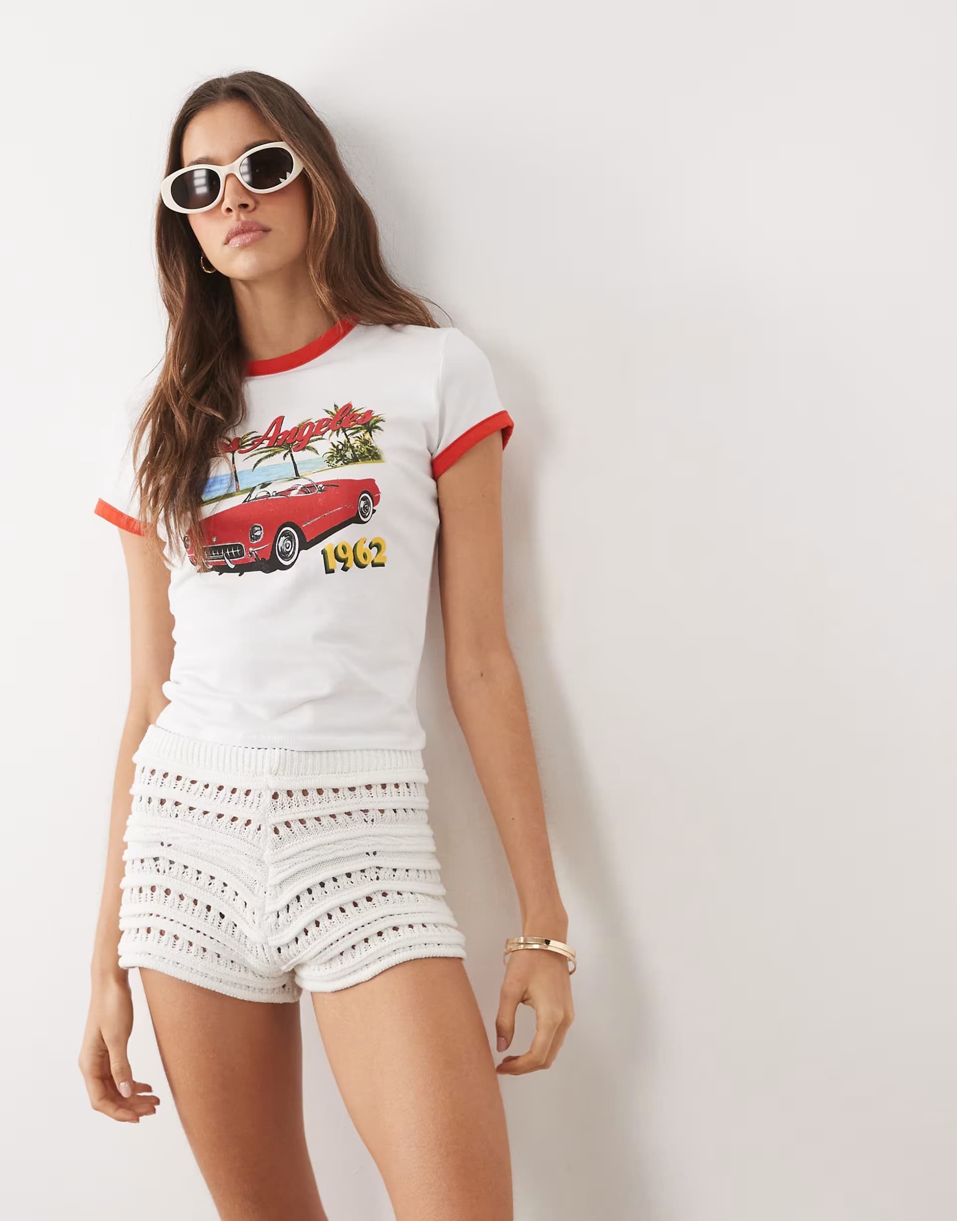 ASOS ASOS DESIGN knit crochet scallop short set