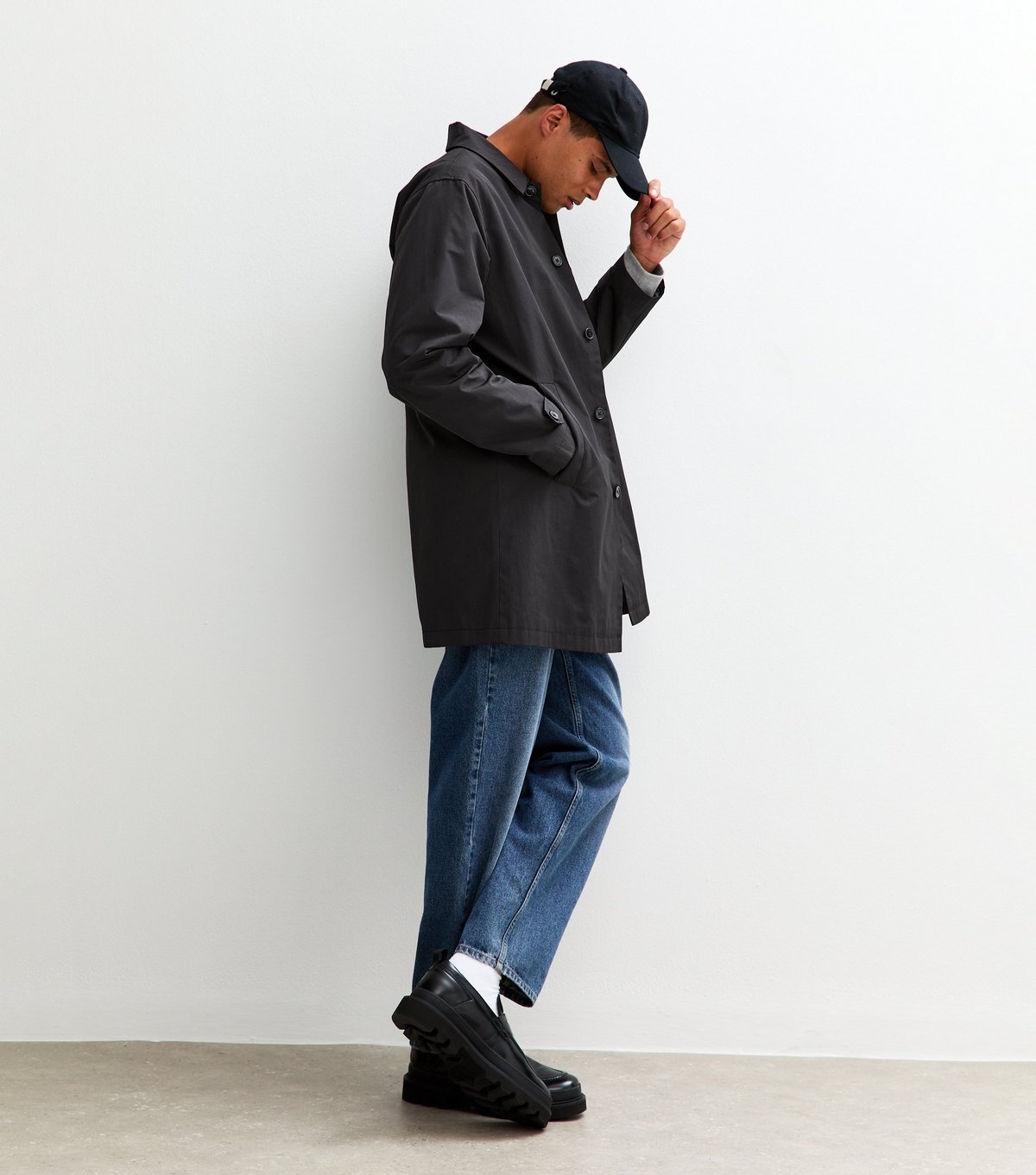 New Look Men's Black Regular Fit Button Front Car Coat New Look - 4