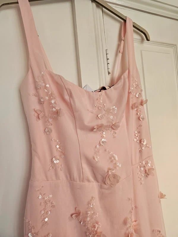 Oh Polly BNWT Oh Polly Primara Embellished Corset Gown - Pink Floral 3D Sequin Maxi - UK 12